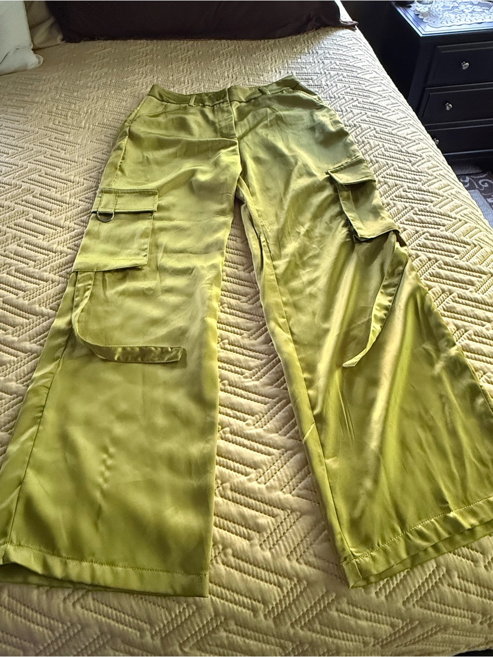 Sincerely Jules Lime Green Satin Pants - Picture 8 of 8